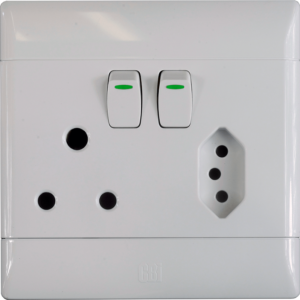 CBI 4X4 16A + Euro Switched Socket Outlet White